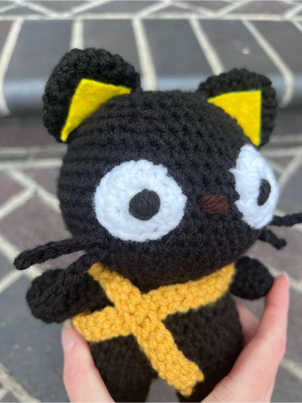 Hand Crocheted Felix the Stylish Black Cat Stuffed Animal Plushie!